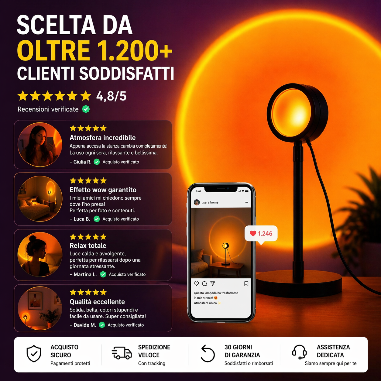 AuraGlow™ Lampada Tramonto in Cristallo